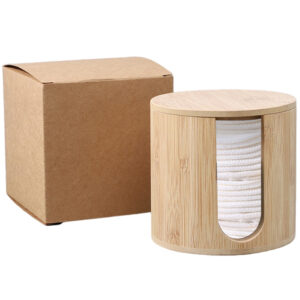 Washable White Terry Bamboo Facial Pads in Bamboo Barrel Packaging