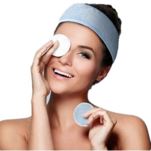 Velvet Hair BandHa + Washable Cotton Rounds in Storage Bag and Cardboard Box Packaging