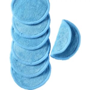 Blue Terry Bamboo Face Pads Washable Cotton Rounds for Cleaning and Makeup Removal