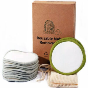 Bamboo Cotton Facial Cleaning Pads Washable Cotton Rounds in Mesh Bag and Cardboard Box