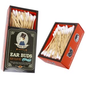 6 inch Bamboo Stick Pet Use Cotton Swabs 200 Count in Custom Cardboard Drawer Box