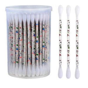 Hello Kitty Printed Cartoon Paper Stick Cotton Swabs 100 Count in Plastic Canister
