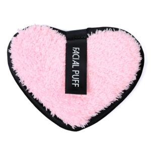 Pink Heart Shape Microfiber Soft Face Sponge Washable Facial Cleaning Puff