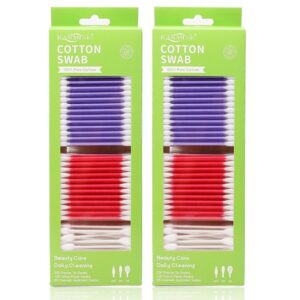 3 Color Paper Stick Multi-tip Cometic Cotton Swabs 385 Count in Tear-open Paper Box