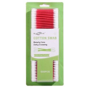 Red Paper Stick Cotton Swabs 500 Count in Blister Card Packaging