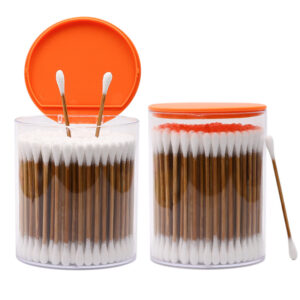 Plastic Canister Packaging Carbonized Bamboo Stick Cotton Swabs 200 Count