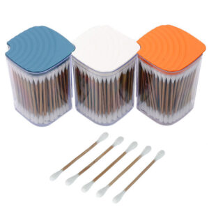 Plastic Canister Packaging Carbonized Bamboo Stick Cotton Swabs 200 Count