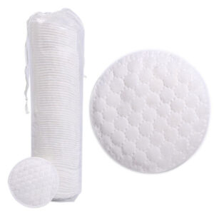 3 Layer Dashed Line Dot Embossed Cosmetic Cotton Rounds Edge-locked 80pcs/pack