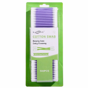 Purple Paper Stick Cotton Swabs 500 Count in Blister Card Packaging