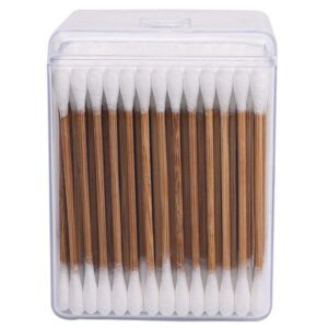 Carbonized Bamboo Stick Cotton Swabs 200 Count in Plastic Canister